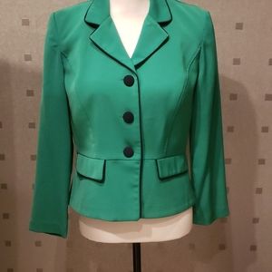 Ann Travis  Petite, Emeralds Green/blue Blazer Size 8P